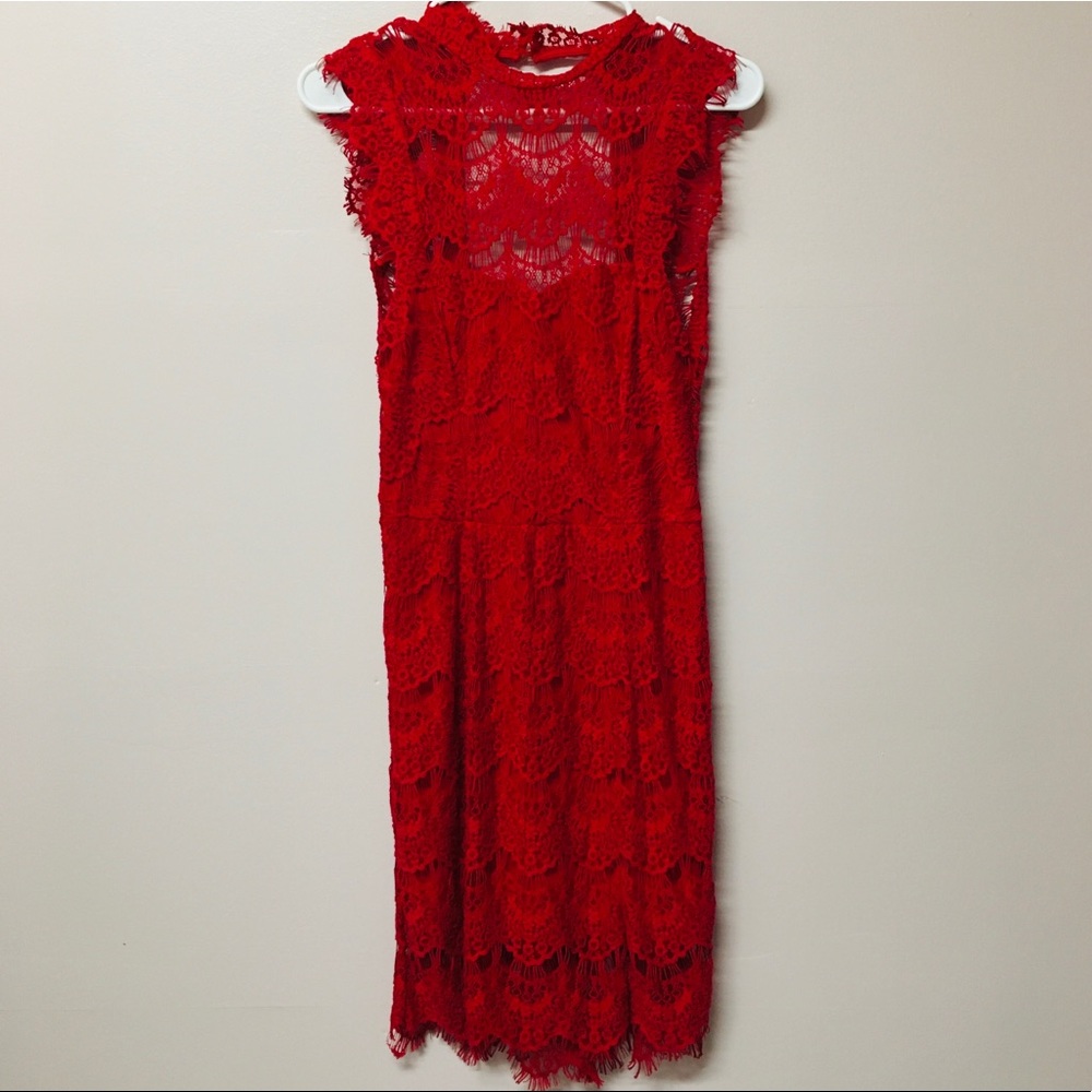 Free People Intimately Red Lace Casual Dress